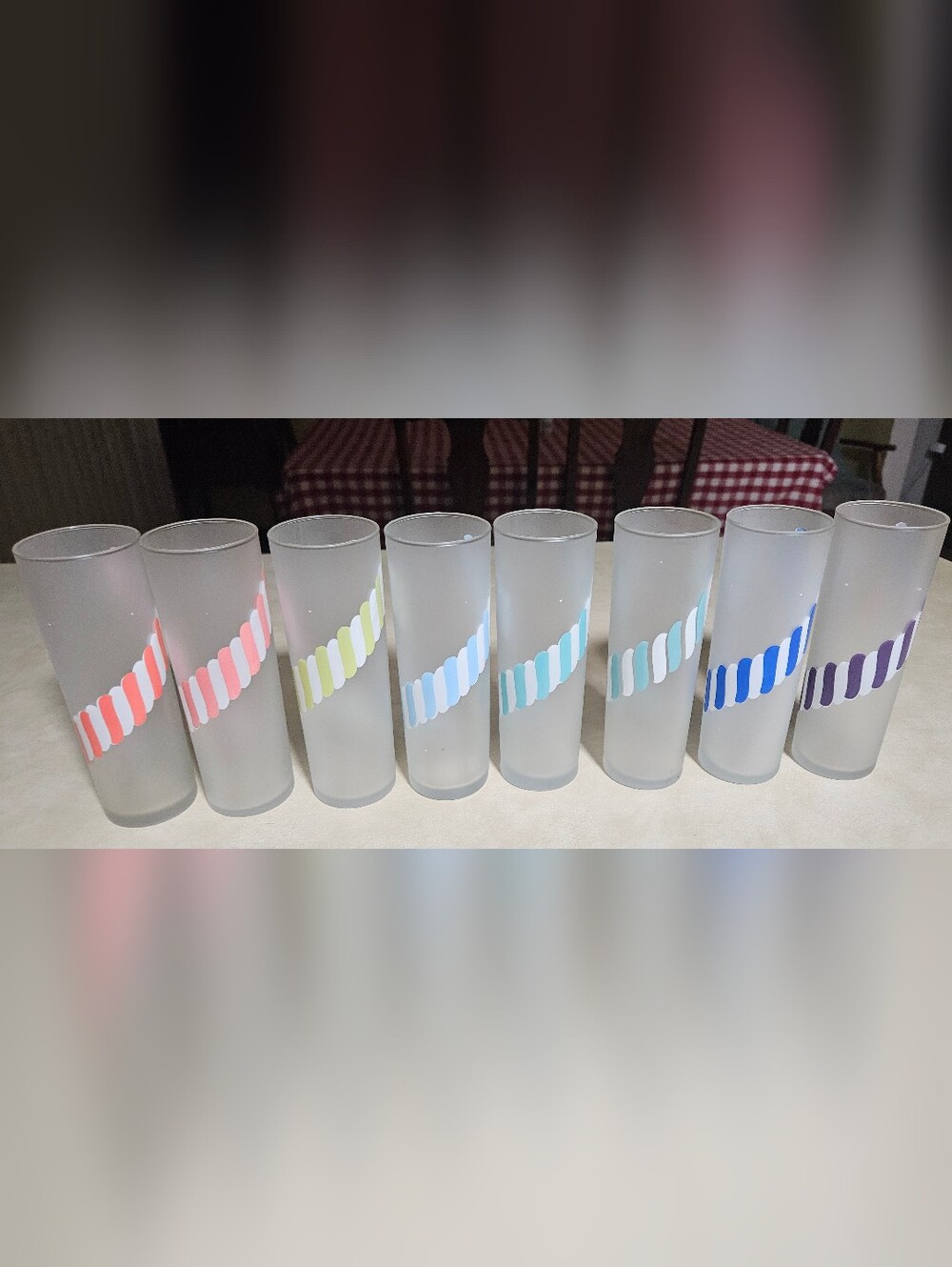Vintage Libbey Frosted Candy Stripe Glasses